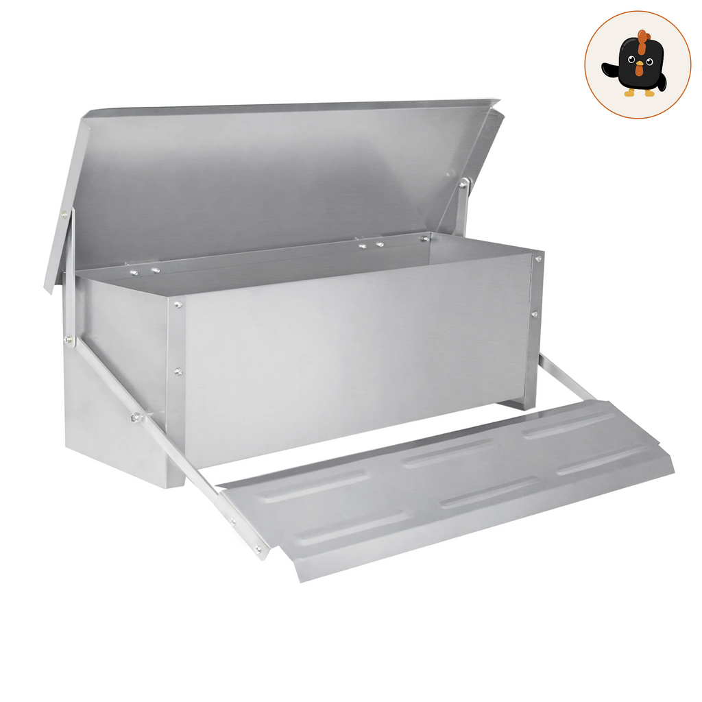 Comedero automático de pedal de acero galvanizado con tapa abatible y pedal