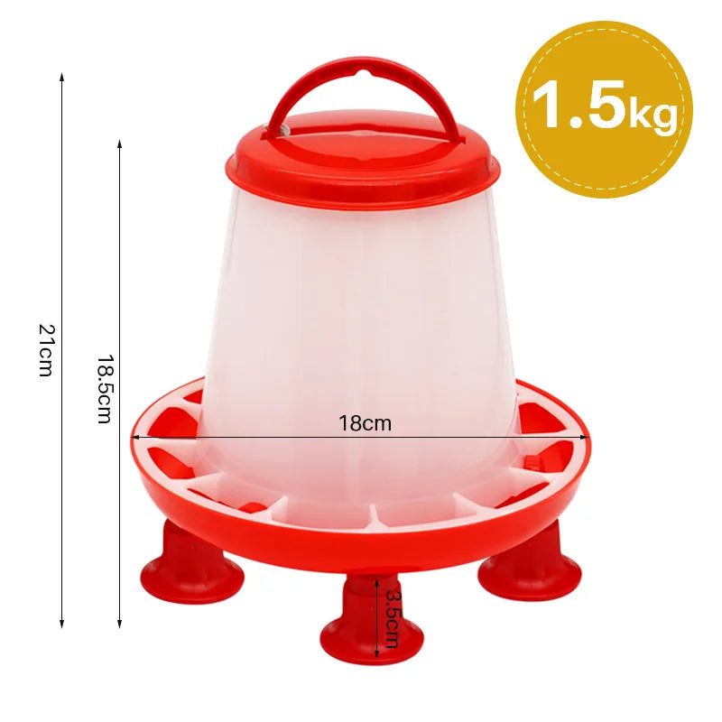 Medidas del comedero para pollitos de 1,5 kg: 21 cm de alto y 18 cm de diámetro