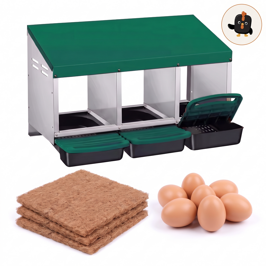 Kit ponedero para gallinas con huevos señuelo y alfombrillas